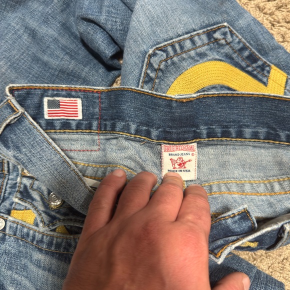 VTG True Religion Jeans Straight Yellow Stitch USA Y2K - Picture 4 of 5